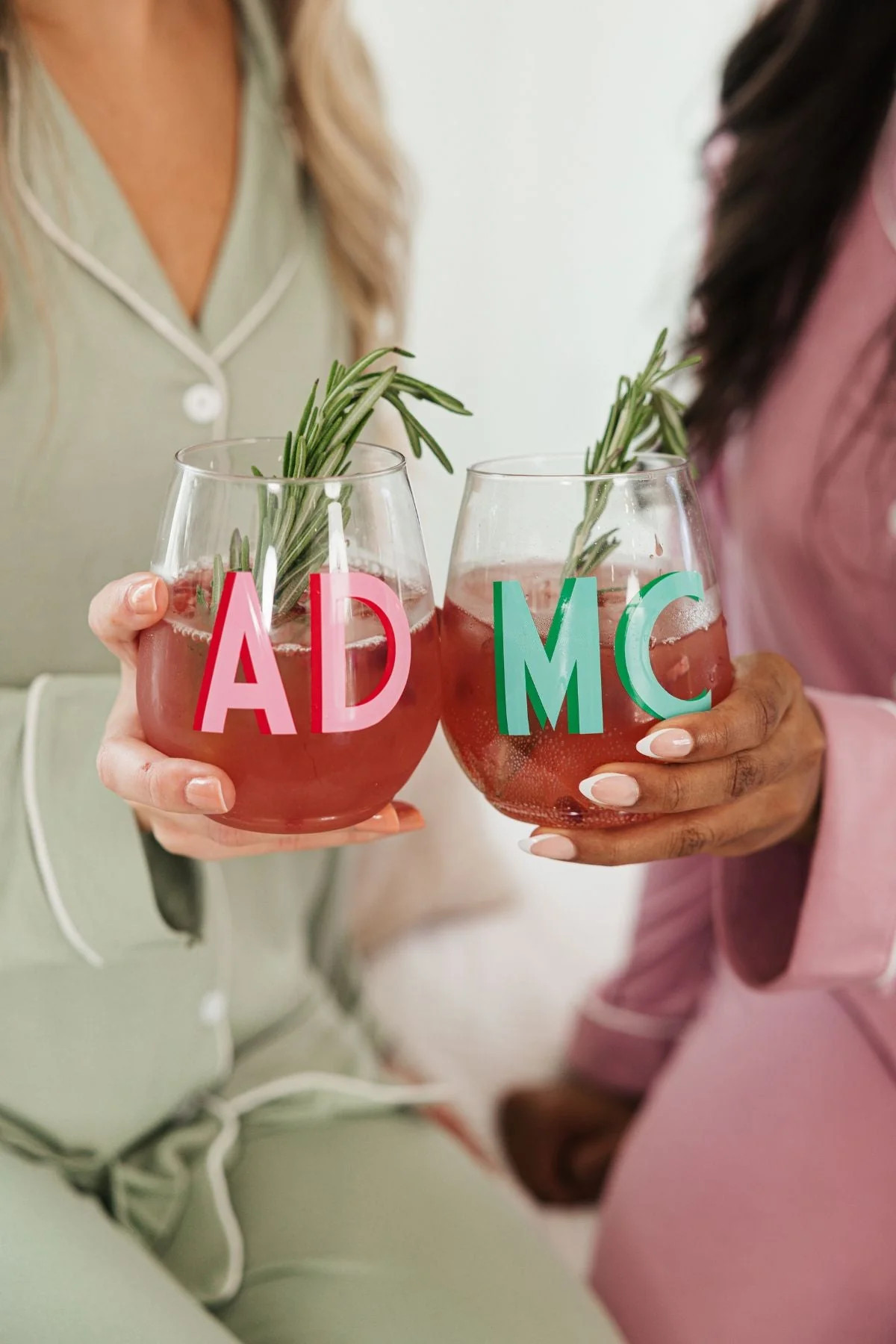 Stemless Wine Glass (Set of 4) - Shadow Monogram | Sprinkled With Pink