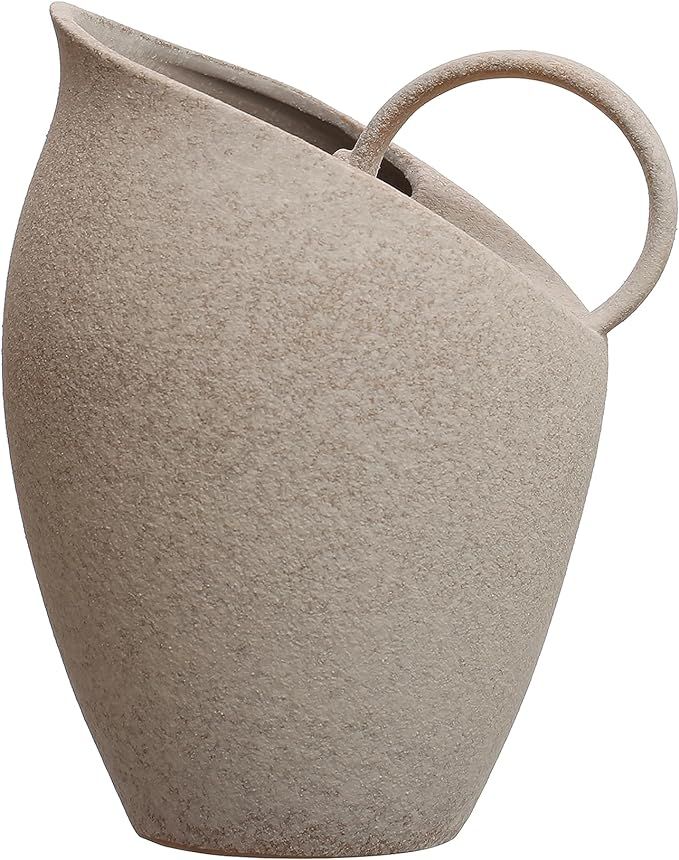 Bloomingville 9 Inches 82-Ounce Textured Stoneware Reactive Glaze, White Pitcher | Amazon (US)