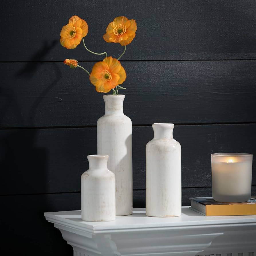 Sullivans White Ceramic Vase Set, Farmhouse Decor, Home Decor, Decorative Vase, Vases For Your Ki... | Amazon (US)