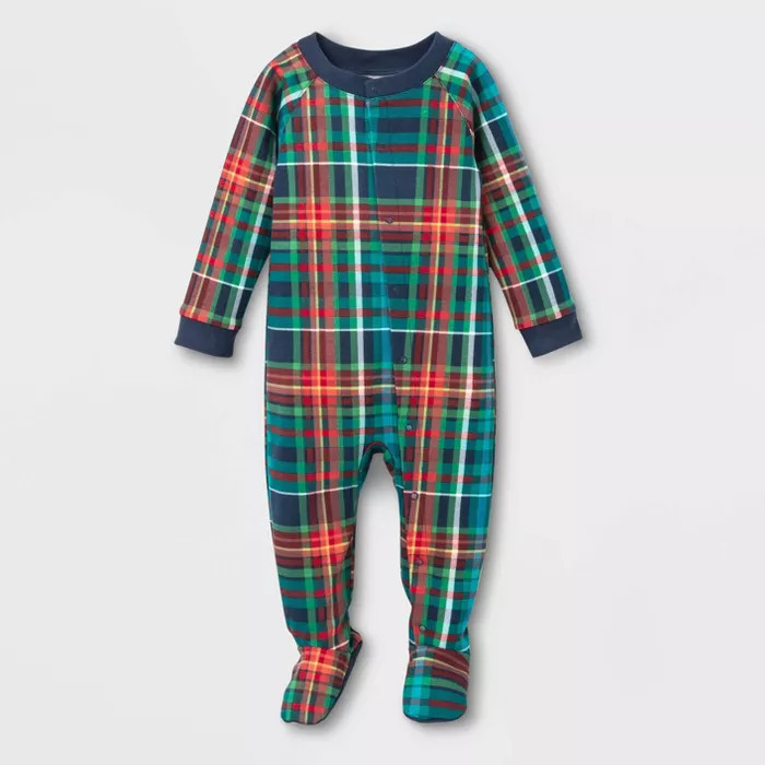 Baby Plaid Holiday Tartan One Piece Pajama - Wondershop™ Blue | Target