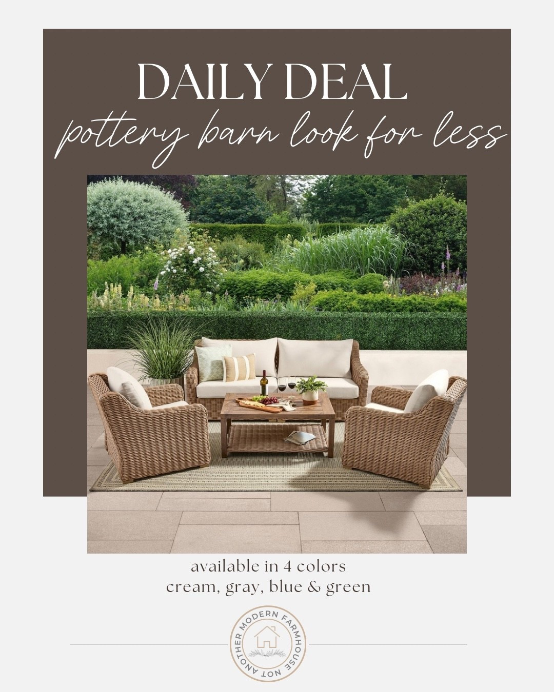 Pottery Barn look for less 🌿☀️ I bought it and can't wait to show you! The quality is so good! 

Patio furniture, outdoor space, home Inspo, affordable find, designer inspired, outdoor home

#LTKSeasonal #LTKSaleAlert #LTKHome