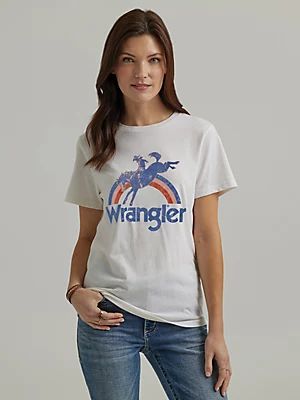 Women's Wrangler Nostalgia Logo Regular Fit Tee in Peach Whip Heather | Wrangler