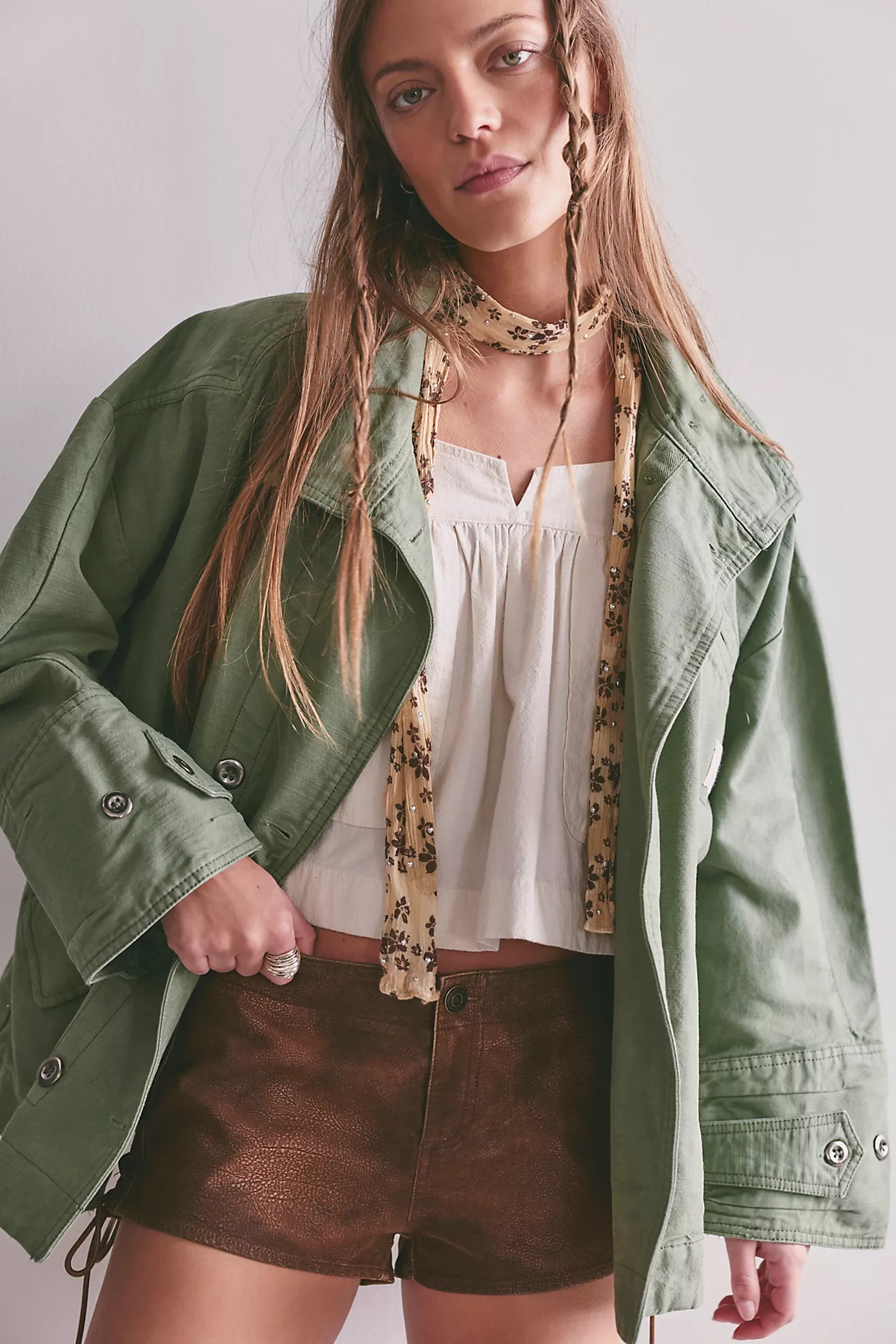 We The Free Collins Washed Canvas Funnel-Neck Jacket | Free People (Global - UK&FR Excluded)