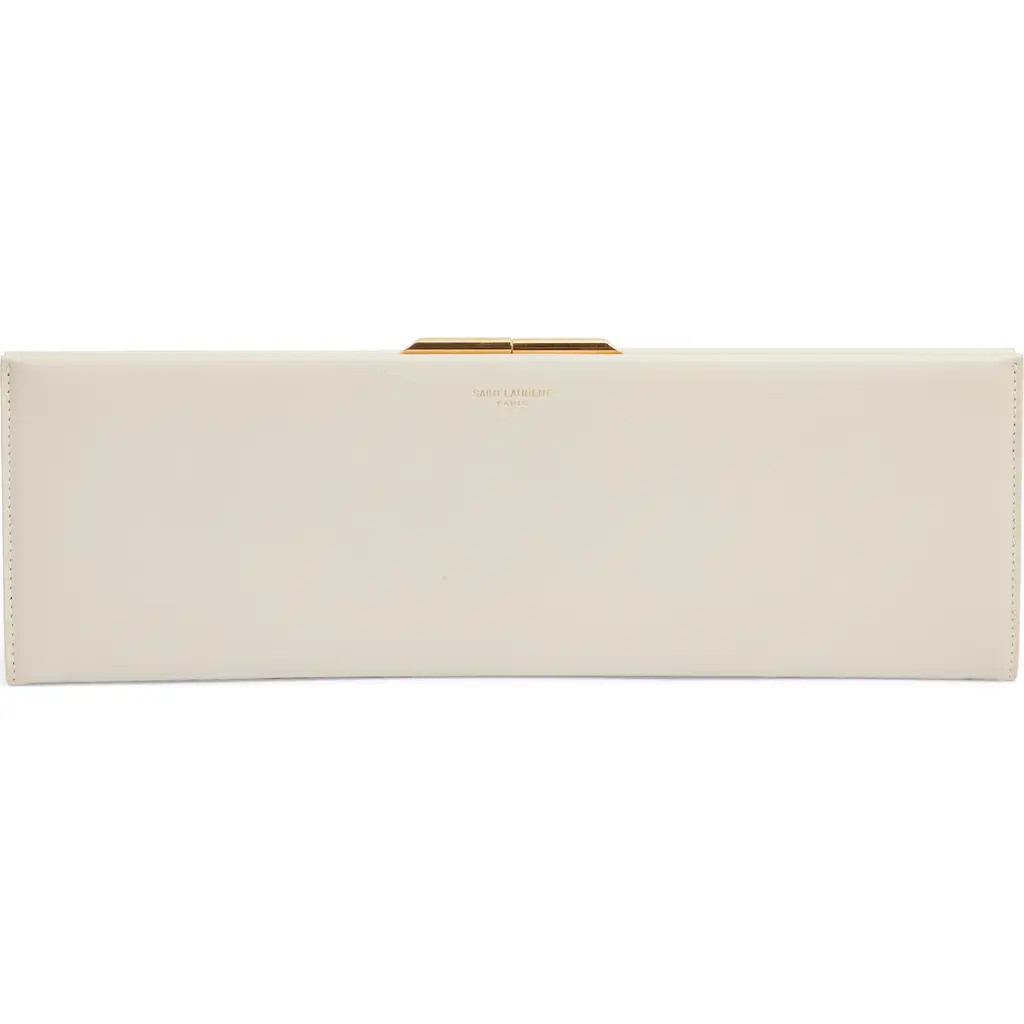 Saint Laurent Large Midnight Leather Clutch in Blanc Vintage at Nordstrom | Nordstrom
