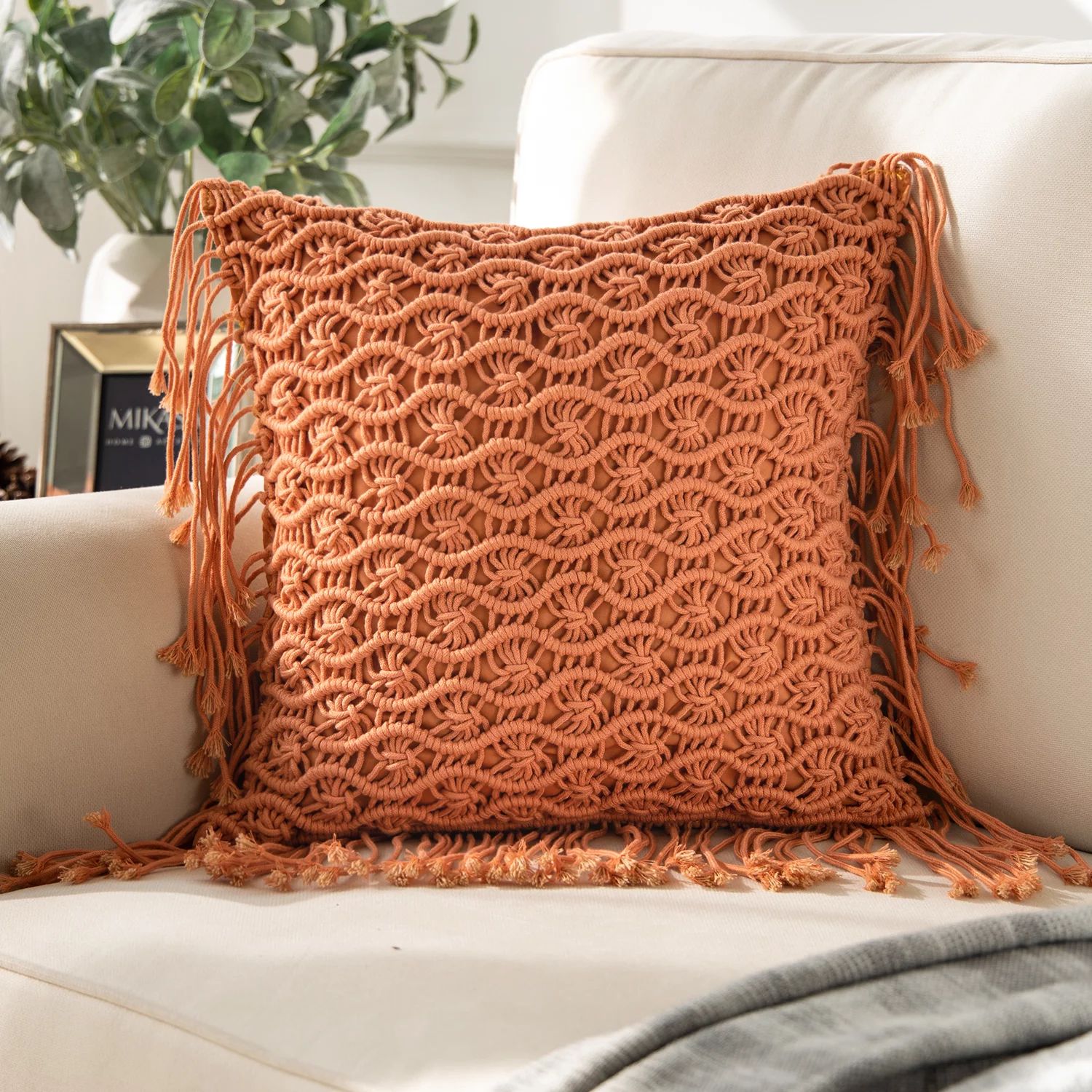 Phantoscope 100% Cotton Handmade Crochet Woven Boho with Tassels Series Decorative Throw Pillow, ... | Walmart (US)