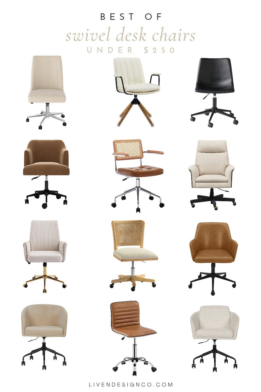 Swivel desk chair under $250. Office Chair. Velvet desk chair. Leather swivel chair. Home work space. Home office 

#LTKSeasonal #LTKHome #LTKSaleAlert