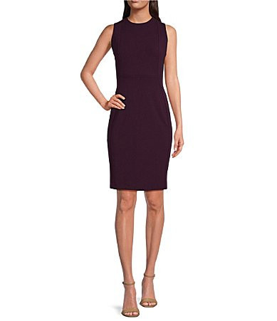 Calvin Klein Scuba Crepe Crew Neck Sleeveless Sheath Dress - 8 | Dillard's