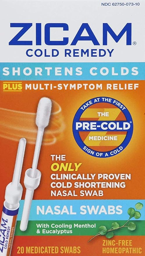 Zicam Cold Remedy Cold Shortening Medicated Nasal Swabs Zinc-Free 20ct | Amazon (US)