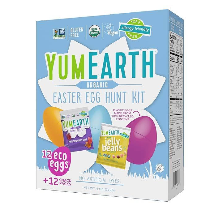 YumEarth Easter Egg Hunt Kit - 12 Eggs with Individually Wrapped Candy Snack Packs - Organic Gumm... | Amazon (US)