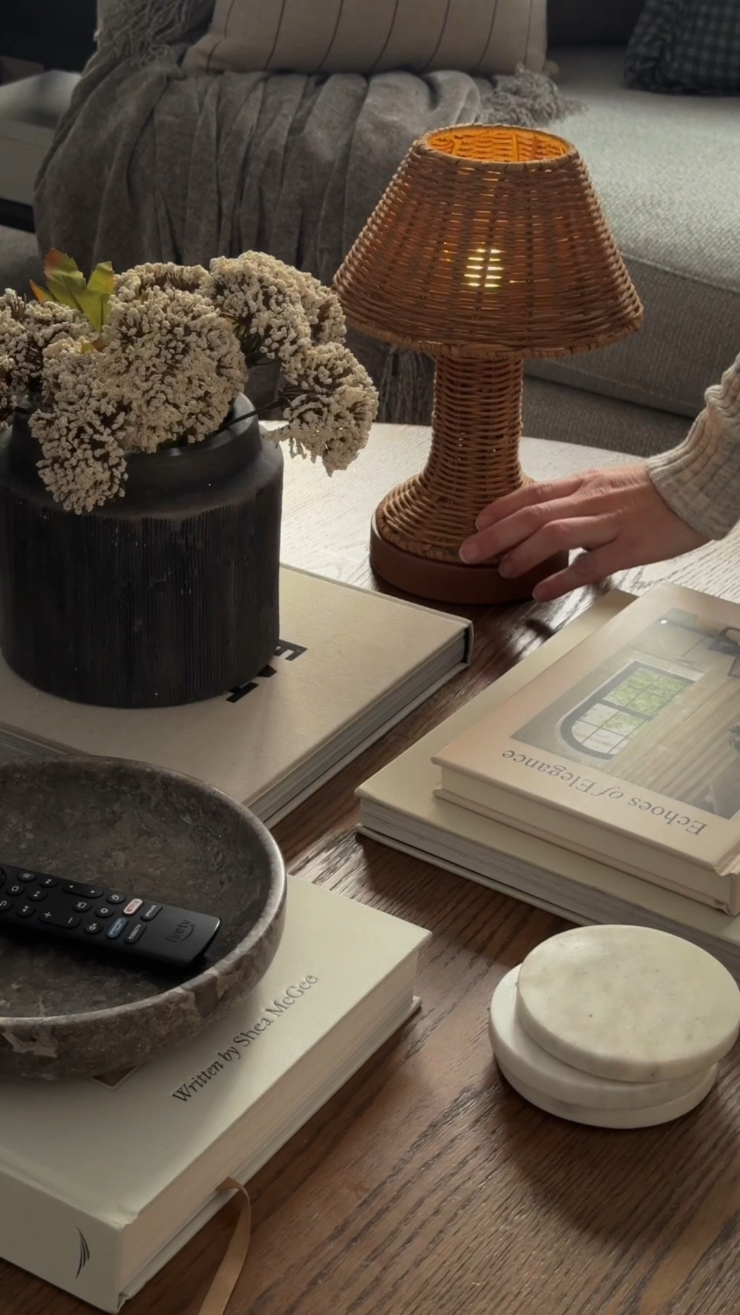 Spring decor, coffee table decor, coffee table lamp, sectional sofa, living room decor, living room rug, sideboard decor, round coffee table styling, smart blinds, Amazon curtains, throw pillows, woven nook, Yoolax, TwoPages, Loloi, crate & barrel lounge deep, target home

#LTKHome