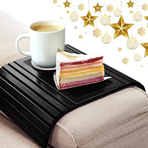 LENUE Bamboo Sofa Arm Tray - Small TV Side Table for Your Couch - Ideal Cup Holder, Drink Coaster an | Amazon (US)