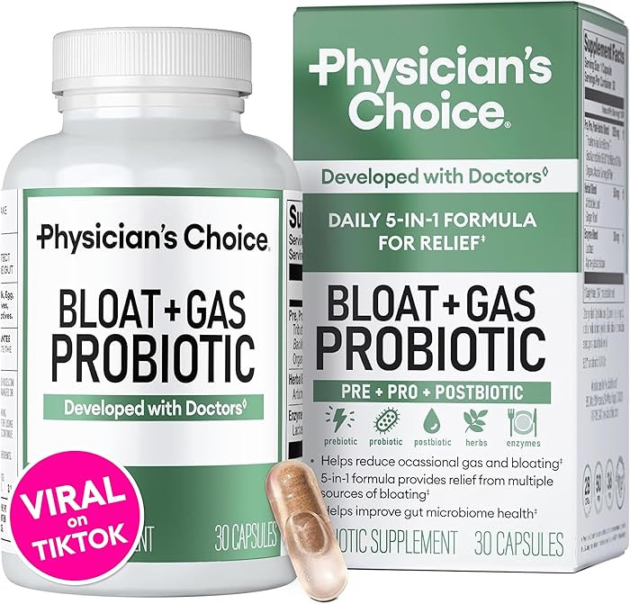 Physician's CHOICE Bloat & Gas Probiotic 5-in-1 Proactive Support + Daily Relief - Digestion & Gu... | Amazon (US)
