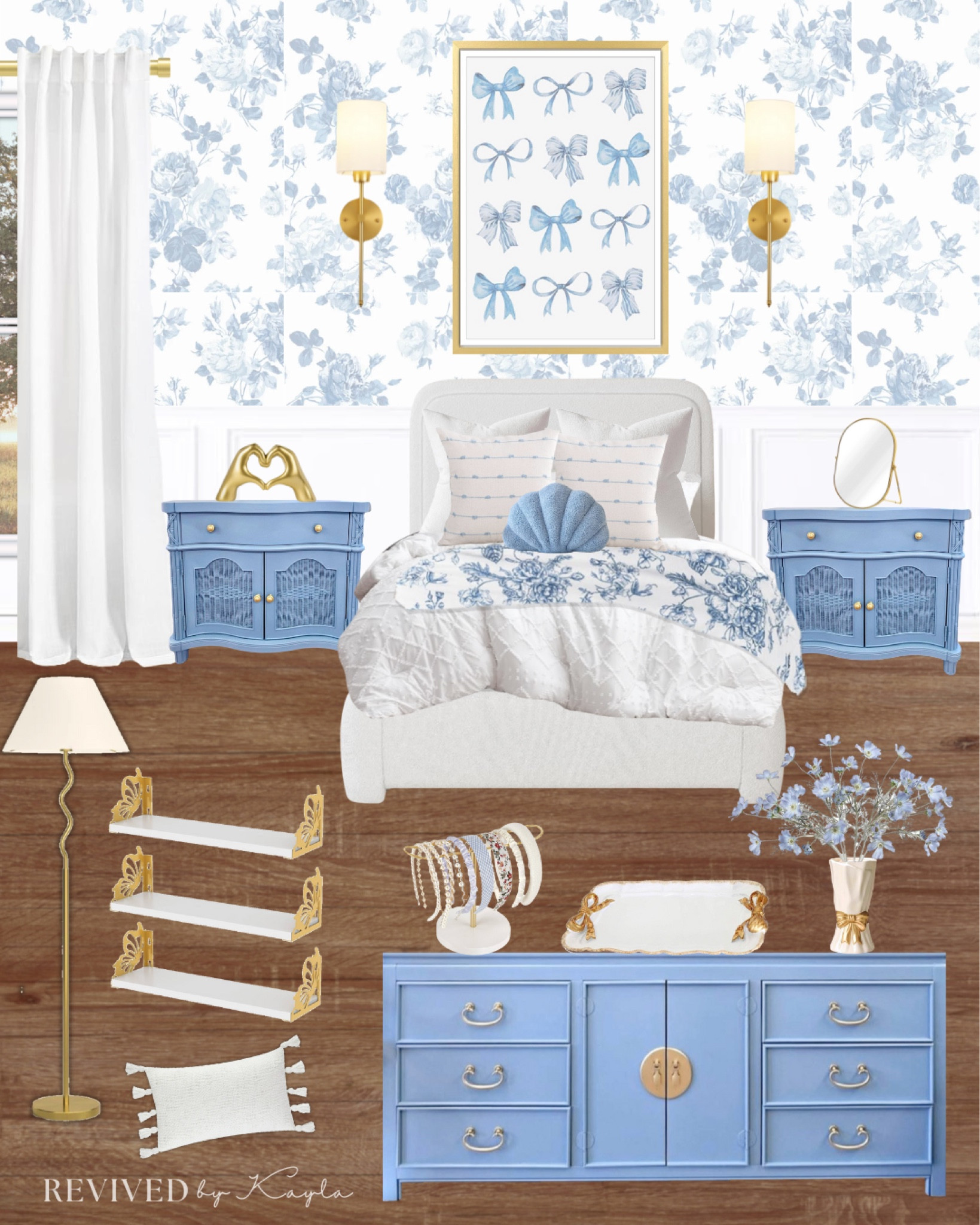 Blue french provincial / grand millennial girls bedroom mood board ✨

#homedecor #homedecorideas #homedecorinspo #girlsroom #girlsbedroom #frenchprovincial #grandmillenial #bluedecor #bluebedroom 

#LTKFindsUnder50 #LTKFindsUnder100 #LTKHome
