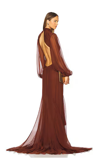 Rosalinda Chiffon Dress in Chestnut | Revolve Clothing (Global)