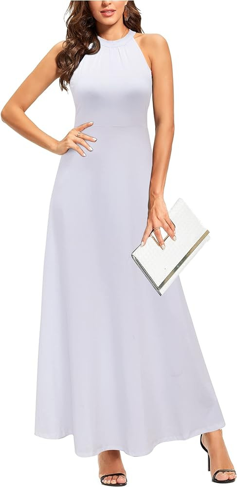 STYLEWORD Women's Summer Fashion Formal Maxi Dresses Wedding Guest Hawaiian Beach Halter Neck Lon... | Amazon (US)