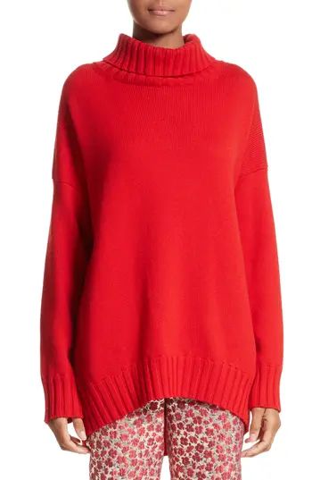 Women's Oscar De La Renta Virgin Wool Turtleneck Sweater, Size Medium - Red | Nordstrom
