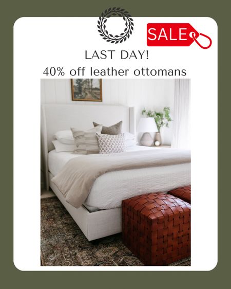 Cyber Monday McGee & Co leather ottomans, upholstered bed, vintage rug, throw pillows 

#LTKHoliday #LTKCyberweek #LTKhome