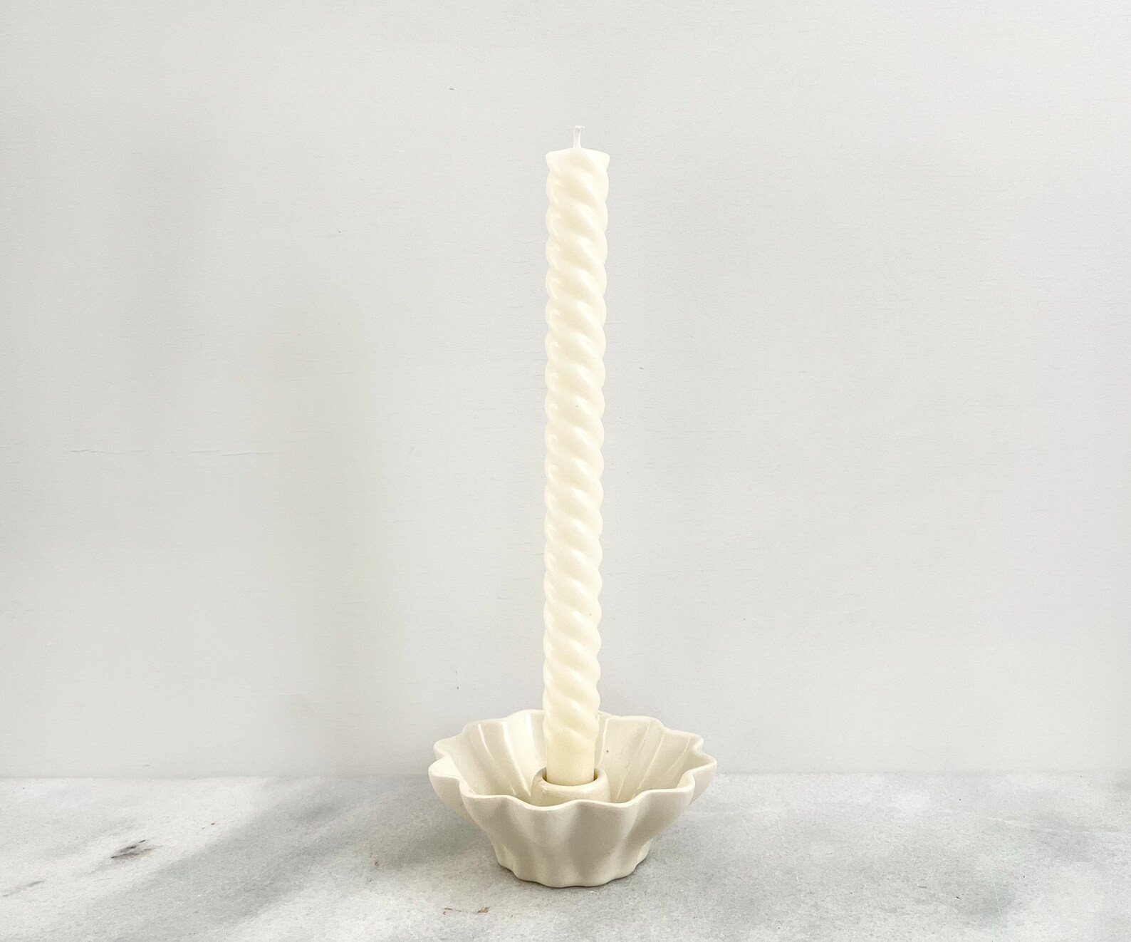 Vintage Scallop Cream Candlestick Holder | Etsy (US)
