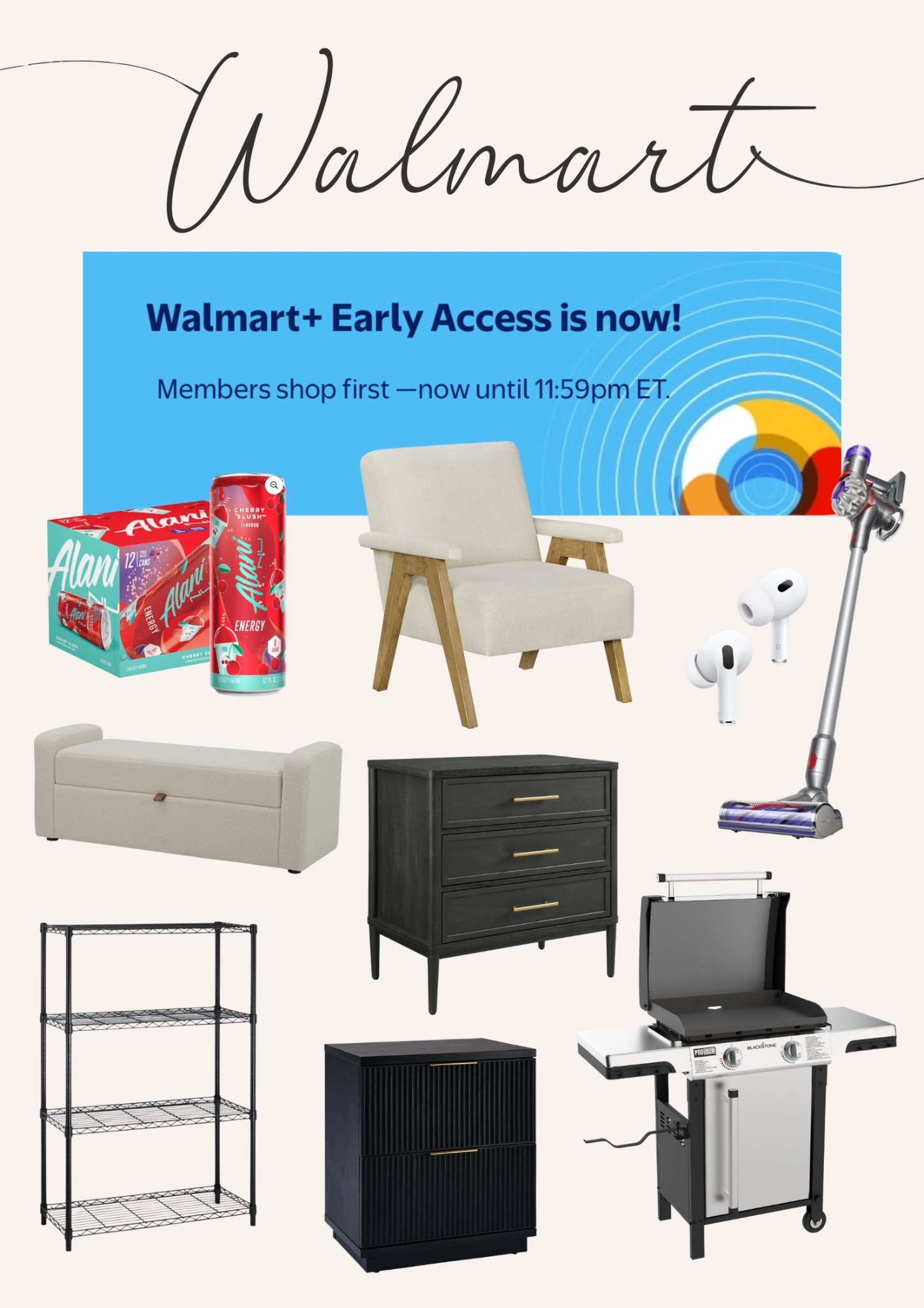 If you have Walmart +, early access is now live! Get a head start before the deals are available to everyone! I rounded up some awesome furniture, Alani, AirPods and Blackstone deals! 

#LTKFindsUnder100 #LTKHome #LTKSaleAlert