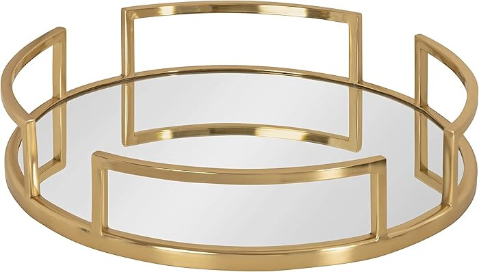 Kate and Laurel Gohana Modern Mirrored Tray, 16 Inch Diameter, Gold, Decorative Round Mirror Tray... | Amazon (US)