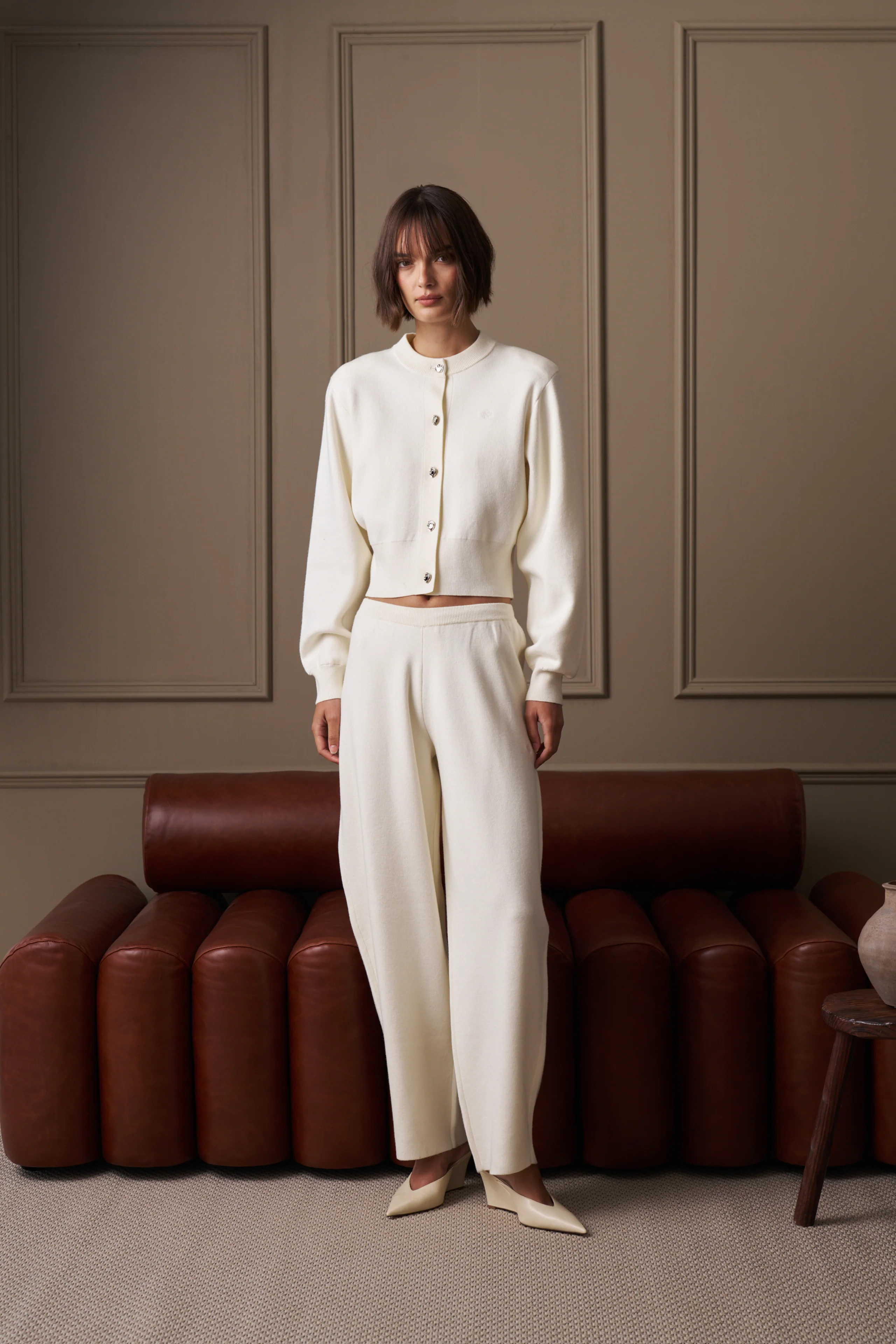 COMPACT KNIT CARDIGAN - CREAM | The Couture Club