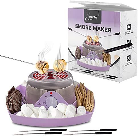 Flame less Smores Maker, Electric Stainless Steel Smores Maker Tabletop Indoor with 4 Roasting Forks | Amazon (US)