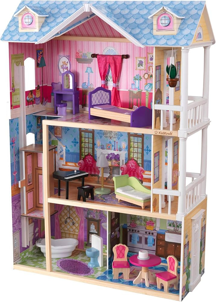KidKraft My Dreamy Wooden Dollhouse with Lights and Sounds, Elevator and 14 Accessories, Gift for... | Amazon (US)
