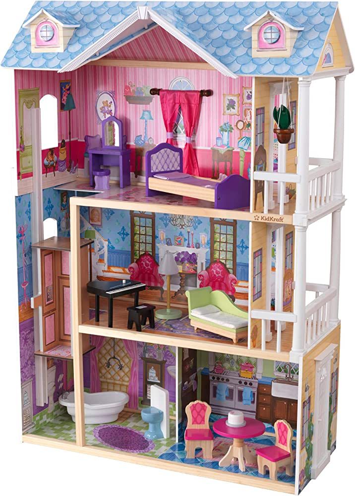 KidKraft My Dreamy Wooden Dollhouse with Lights and Sounds, Elevator and 14 Accessories, Gift for... | Amazon (US)