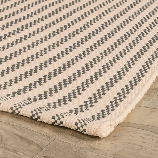 Gray Pinstripe Handwoven Indoor/Outdoor 8' x 10' Area Rug | Rugs USA