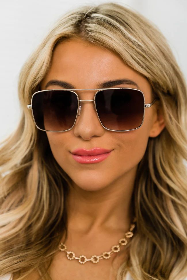 In The Mood Square Aviator Sunglasses | Pink Lily
