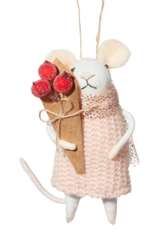 CANVAS Countryside Christmas Mouse with Berries Tree Ornament, 5-in | Canadian Tire