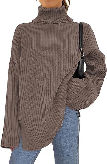 LILLUSORY Womens 2023 Fall Turtleneck Oversized Pullover Sweaters Long Sleeves High Neck Ribbed K... | Amazon (US)