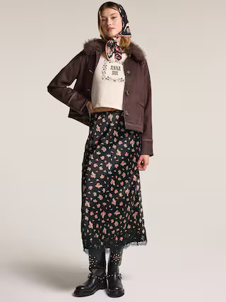 Old Navy x Anna Sui Satin Lace Hem Midi Skirt | Old Navy (US)