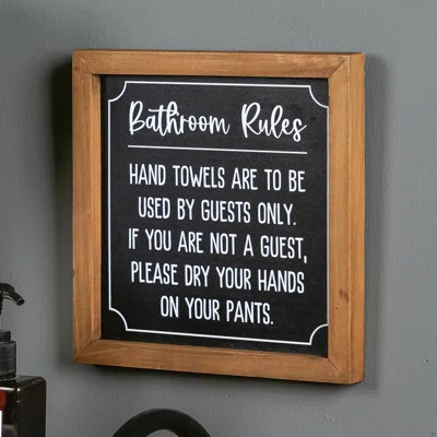 Bathroom Rules Wood & Metal Bathroom Wall Decor | Wayfair North America