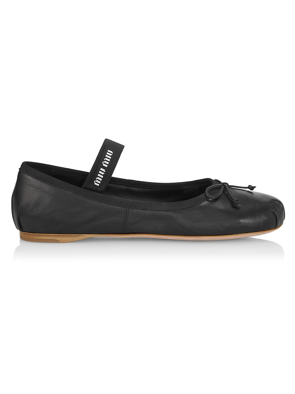 Miu Miu Leather Logo Ballet Flats | Saks Fifth Avenue