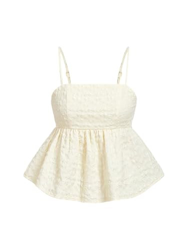 SOLY HUX Babydoll Top for Women Y2k Peplum Cami Cute Going Out Crop Tank Tops Flowy Ruffle Summer... | Amazon (US)