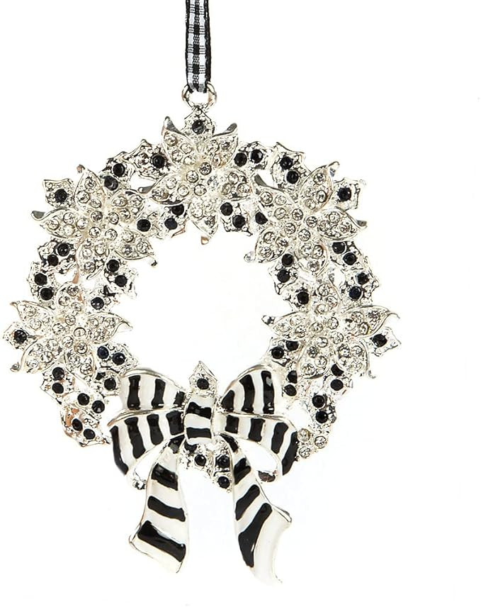 Amazon.com: MacKenzie-Childs Silent Night Wreath Christmas Ornament, Metal Ornament for Christmas... | Amazon (US)