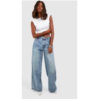 Womens The Wide Leg Jean - Blue - 16, Blue | Boohoo.com (UK & IE)