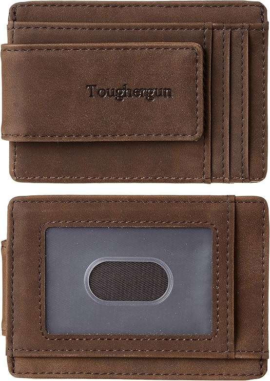 Toughergun Genuine Leather Magnetic Front Pocket Money Clip Wallet RFID Blocking(Coffee) at Amazon M | Amazon (US)