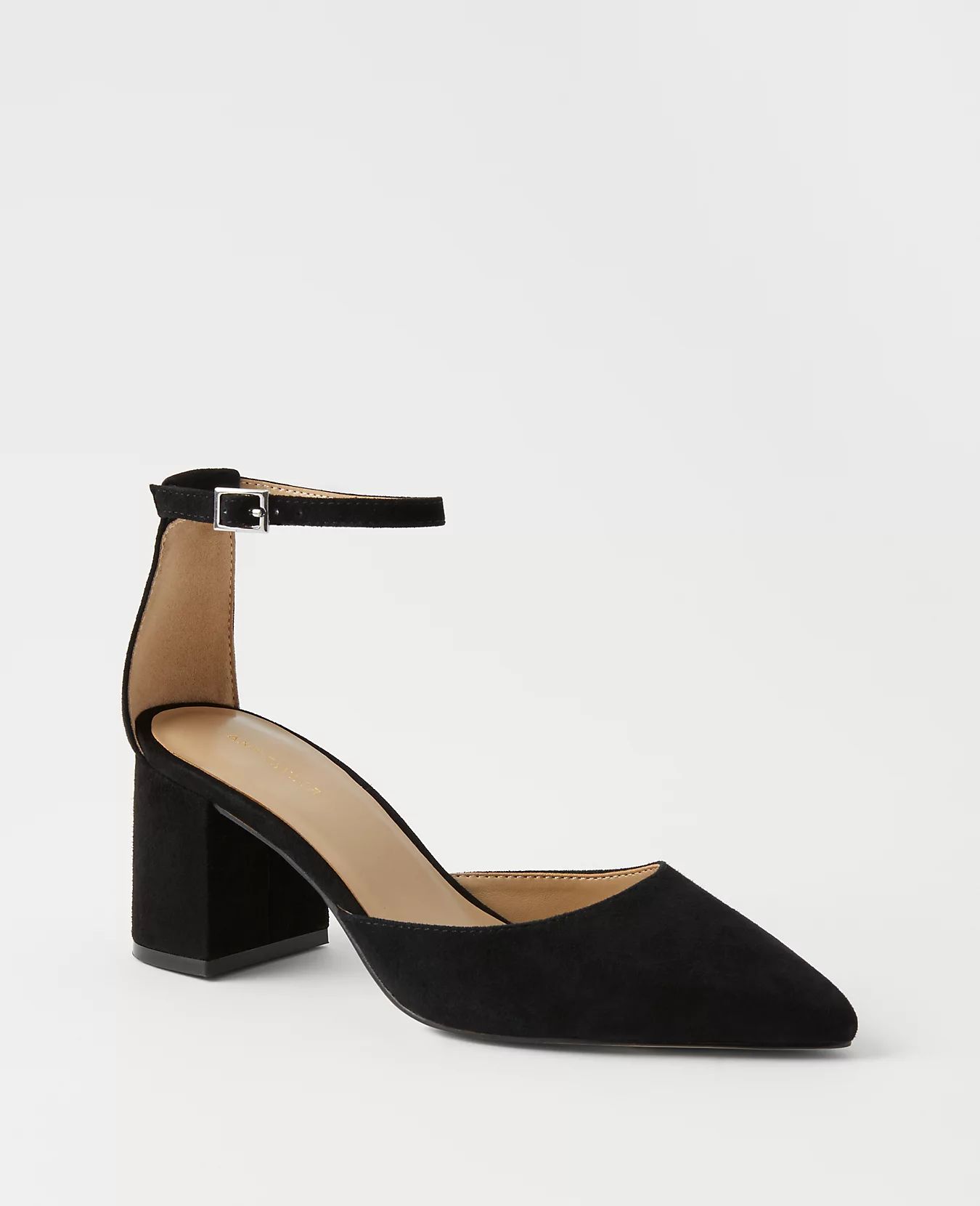 Ankle Strap Suede Block Heel Pumps | Ann Taylor (US)