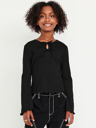 Long-Sleeve Tie-Bow Front Top for Girls | Old Navy (US)