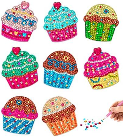 Cupcake Diamond Painting Magnets Set Makes 8pcs -Diamond Art Kits for Kids - Gem Art - Ages 6+ Di... | Amazon (US)