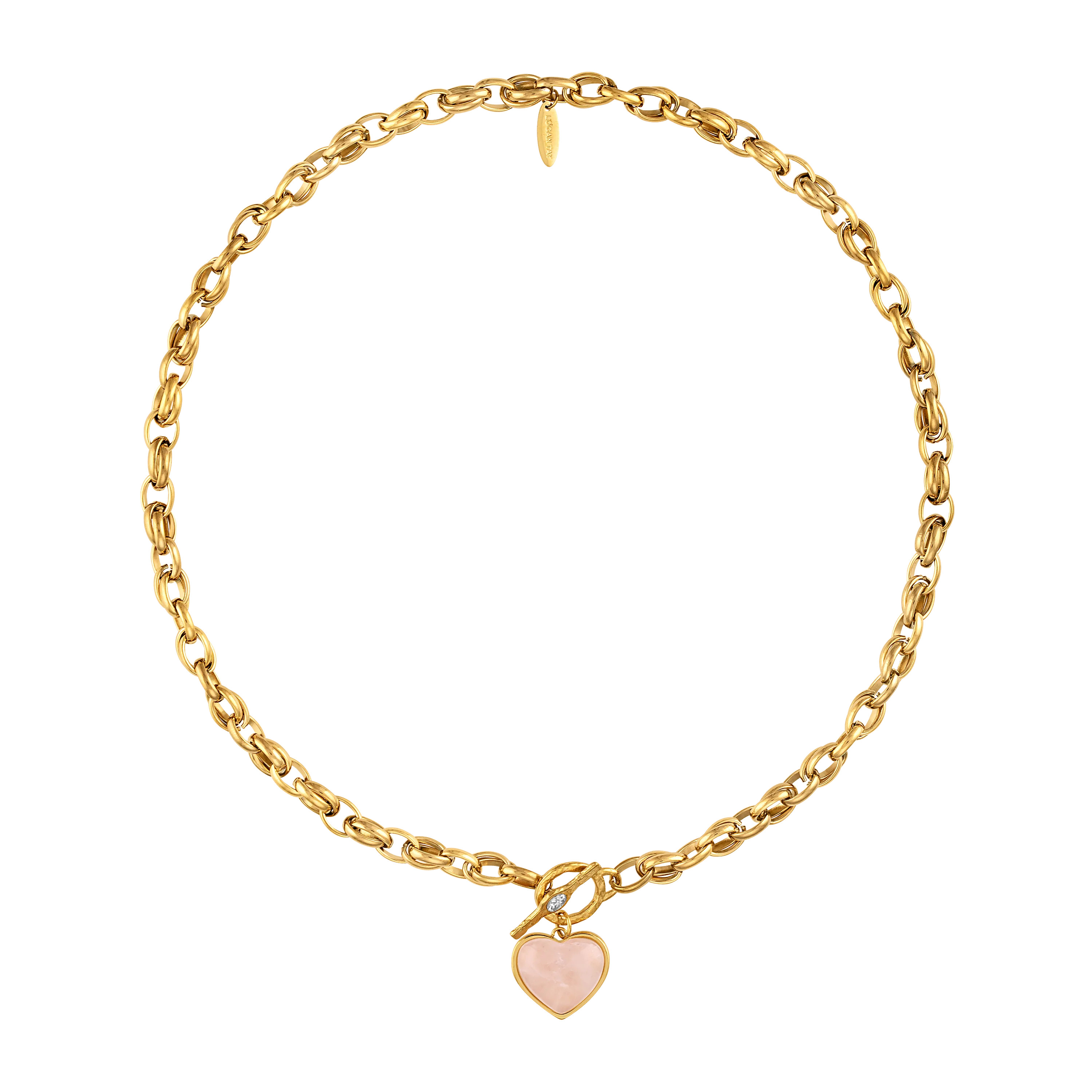 Light Pink Gemstone Heart Necklace | Logan Tay