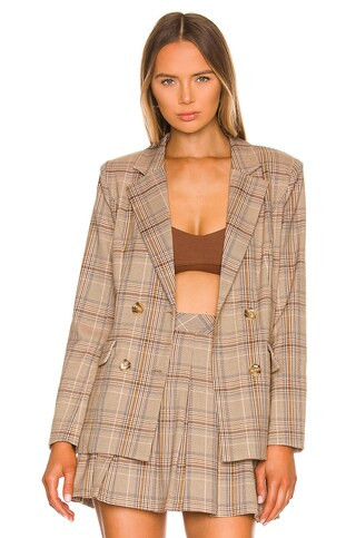 MAJORELLE Rhea Blazer in Tan Plaid from Revolve.com | Revolve Clothing (Global)