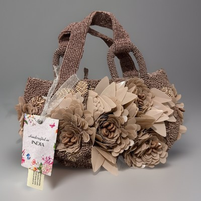 Handcrafted in India Antique Rose Beaded Bag w/ Sea Shells + Floral Viral TikTok | eBay US