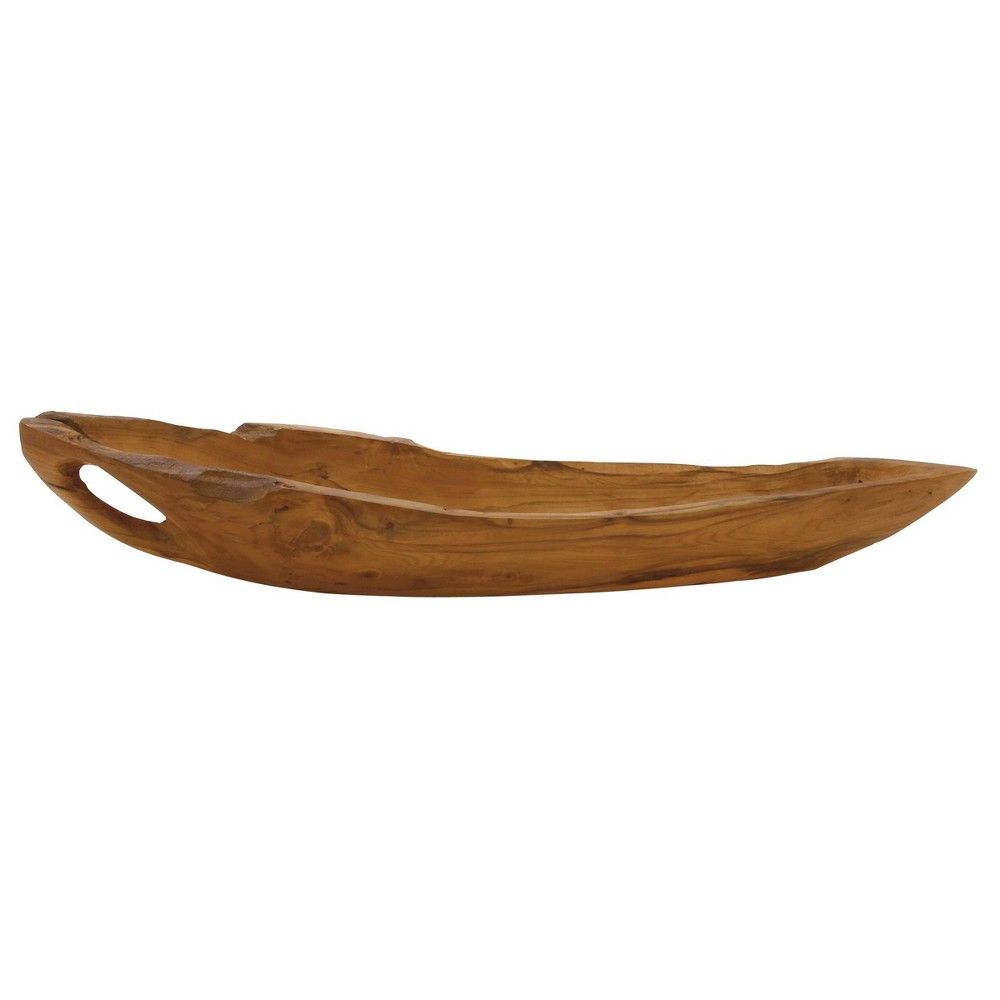 5"" x 28"" Canoe Shaped Teak Wood Bowl Natural - Olivia & May | Target