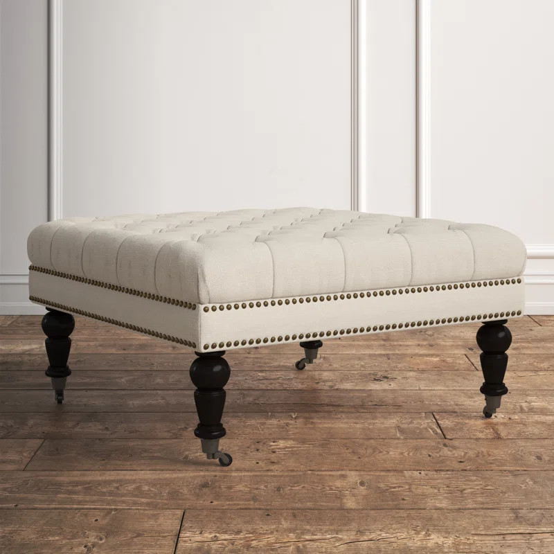 Landis 35" Nailhead Trim Tufted Upholstered Ottoman | Wayfair North America