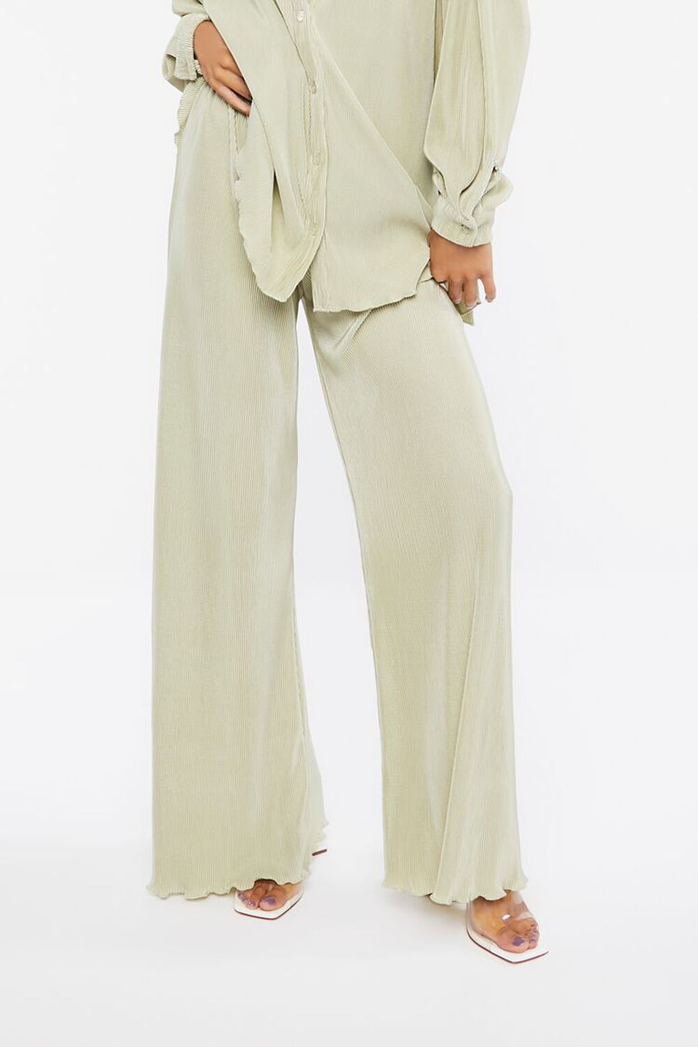 Plisse Lettuce-Edge Shirt & Pants Set | Forever 21 | Forever 21 (US)