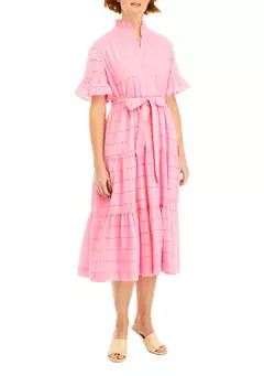 Crown & Ivy™ Women's Short Sleeve Button Front Eyelet Dress | Belk