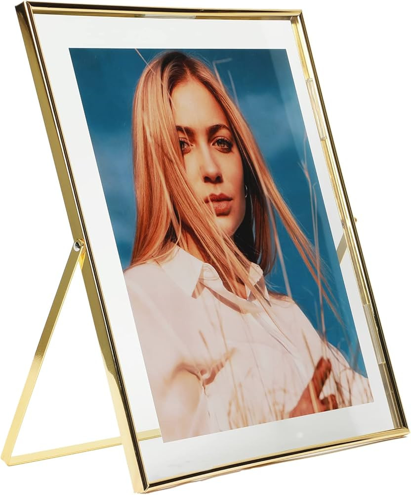 Gold Floating Frame (10"x12", Vertical), For Picture 8.5x11, 8x10, 7x9, Tabletop Shelf Photo Fram... | Amazon (US)